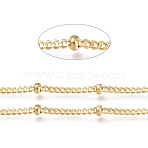 Ion Plating(IP) 304 Stainless Steel Satellite Chains, Diamond Cut Curb Chains, Soldered, with Rondelle Beads and Spool, Golden, Link: 1.9x2.3x0.4mm, about 65.61 Feet(20m)/roll(CHS-D032-01G)