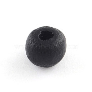 Round Natural Wood Beads, Dyed, Lead Free, Black, 40x37~38mm, Hole: 7mm(WOOD-Q008-40mm-02-LF)