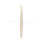 Rack Plating Brass Micro Pave Clear Cubic Zirconia Big Pendants, Bullet Charm, Long-Lasting Plated, Cadmium Free & Lead Free, Real 18K Gold Plated, 62x5mm, Hole: 3.5x5mm(KK-L155-63G)