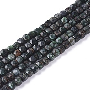 Natural Seraphinite Beads Strands, Faceted, Cube, 4.5~5x4.5~5x4.5~5mm, Hole: 0.8mm, about 80pcs/strand, 15.35 inch(39cm)(G-L537-014)