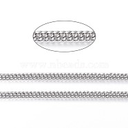 201 Stainless Steel Cuban Link Chains, Chunky Curb Chains, Unwelded, Stainless Steel Color, 6.5mm, link: 9x6.5x1mm(CHS-I005-05P)