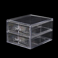 4-Grid Acrylic Jewelry Storage Drawer Boxes, Desktop 2-Tier Jewelry Case for Earrings, Rings, Bracelets, Tabletop Organizer Holder, Rectangle, Clear, 18.2x15x11.5cm(CON-K002-01A)