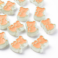 Transparent Acrylic Beads, with Enamel, Frosted, Bear, Honeydew, 26.5x20x9mm, Hole: 3mm(MACR-S374-07B-08)