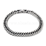 304 Stainless Steel Cuban Link Chains Bracelets for Men, with Fold Over Clasps, Stainless Steel Color, 8-1/2 inch(21.7cm)(BJEW-D031-02P)