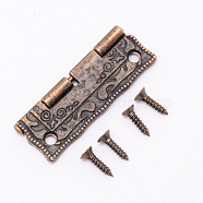 Zinc Alloy Cabinet Drawer Butt Hinges Connectors, with Replacement Hinge Screws, Wooden Box Accessories, Antique Bronze, 36.5x23x3mm, Hole: 2.5mm, Screw: 4x8mm, Pin: 2mm(PALLOY-WH0070-63A)