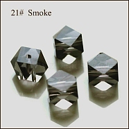 Imitation Austrian Crystal Beads, Grade AAA, Faceted, Cornerless Cube Beads, Gray, 7.5x7.5x7.5mm, Hole: 0.9~1mm(SWAR-F084-8x8mm-21)