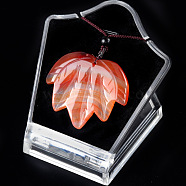 Natural Carnelian Pendants Necklaces, Leaf, 14.96 inch(38cm)(PW-WG25252-08)