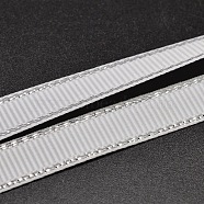 Polyester Grosgrain Ribbons for Gift Packing, Silver Wired Edge Ribbon, Gainsboro, 1/4 inch(6mm), about 100yards/roll(91.44m/roll)(SRIB-L022-006-029)