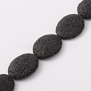 Synthetic Lava Rock Bead Strands, Oval, Dyed, Black, 32x24x8~10mm, Hole: 1mm, about 12pcs/strand, 14.9 inch(G-N0110-18)