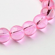 Drawbench Transparent Glass Beads Strands, Spray Painted, Round, Hot Pink, 8mm, Hole: 1.3~1.6mm, 31.4 inch(GLAD-Q012-8mm-03)