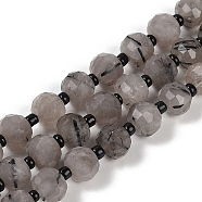 Natural Rutilated Quartz Beads Strands, Faceted, Rondelle, with Seed Beads, 7.5~8x6.5mm, Hole: 1.4mm, about 45~46pcs/strand, 15.75''(40cm)(G-H057-A16-01)