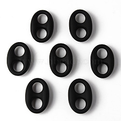 Rubberized Style Acrylic Links Connectors, Oval, Black, 32.5x22x10mm, Hole: 10x9.5mm(OACR-N011-014B)