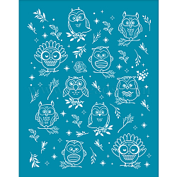 Silk Screen Printing Stencil, for Painting on Wood, DIY Decoration T-Shirt Fabric, Owl Pattern, 100x127mm(DIY-WH0341-283)