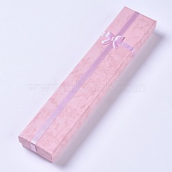 Cardboard Necklace Boxes, Rectangle, Pink, 21.1x4.25x2.25cm(CBOX-WH0004-02F)