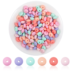 180Pcs 6 Colors Rondelle Food Grade Eco-Friendly Silicone Abacus Beads, Chewing Beads For Teethers, DIY Nursing Necklaces Making, Mixed Color, 11.5~12x6mm, Hole: 3mm, 30pcs/color(SIL-CA0003-15)