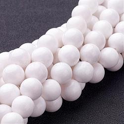 Natural Mashan Jade Round Beads Strands, Dyed & Heated, White, 12mm, Hole: 1mm, about 34pcs/strand, 15.7 inch(G-D263-12mm-XS01)