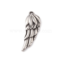 304 Stainless Steel Pendant, Wing, Antique Silver, 22.5x8x3mm, Hole: 1mm(STAS-E158-35AS)