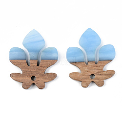 Opaque Resin & Walnut Wood Pendants, Fleur De Lis, Cornflower Blue, 28x23x3mm, Hole: 2mm(RESI-S389-051B-C01)