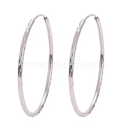 925 Sterling Silver Hoop Earrings, Platinum, 40x1.7mm, Pin: 0.8mm(EJEW-L202-001P)