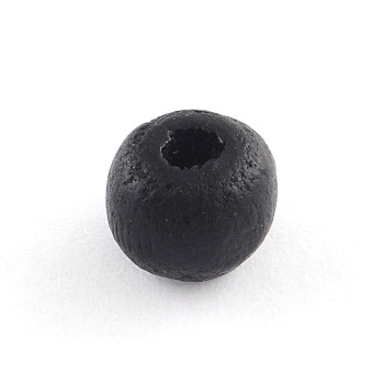 Round Natural Wood Beads, Dyed, Lead Free, Black, 40x37~38mm, Hole: 7mm