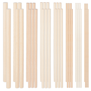 42Pcs 8 Styles Wood Sticks, Round Dowel Rod, for Cat Teaser Making, Column, Floral White, 25x0.3~1.2cm