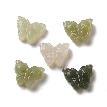 Natural Nephrite Jade/Hetian Jade Beads, Butterfly, 12x16x5mm, Hole: 1mm