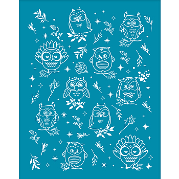 Silk Screen Printing Stencil, for Painting on Wood, DIY Decoration T-Shirt Fabric, Owl Pattern, 100x127mm