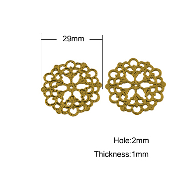 Tibetan Style Filigree Joiners Links, Cadmium Free & Lead Free, Flower, Antique Golden, 29x1mm, Hole: 1.2mm