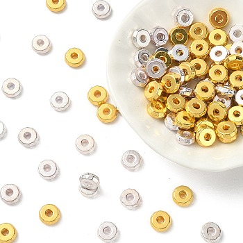 100Pcs 2 Colors Tibetan Style Alloy Spacer Beads, Rondelle, Golden & Silver, 8x3mm, Hole: 2mm, 50pcs/color