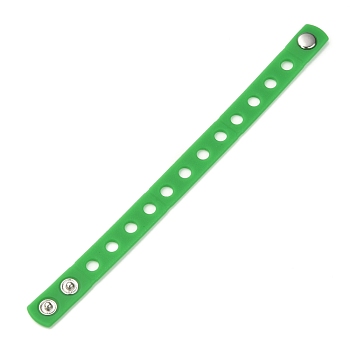 Unisex Silicone Cord Bracelets, with Platinum Plated Iron Findings, Lime Green, 8-3/8 inch(21.3cm)