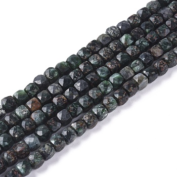 Natural Seraphinite Beads Strands, Faceted, Cube, 4.5~5x4.5~5x4.5~5mm, Hole: 0.8mm, about 80pcs/strand, 15.35 inch(39cm)