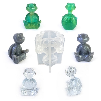 3D Yoga Turtle Figurine DIY Display Decoration Silicone Molds, Resin Casting Molds, for UV Resin, Epoxy Resin Craft Making, White, 108x83x80mm, Inner Diameter: 48.5x54mm
