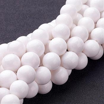 Natural Mashan Jade Round Beads Strands, Dyed & Heated, White, 12mm, Hole: 1mm, about 34pcs/strand, 15.7 inch