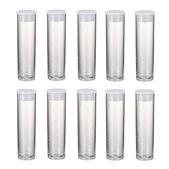 Plastic Bead Containers, with Lids, Tube, Clear, Clear, 55x15mm