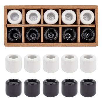 Porcelain Candle Holder, Round Candlestick Base, Black & White, 3.2x3.25cm, Inner Diameter: 1.75cm, 10pcs/set