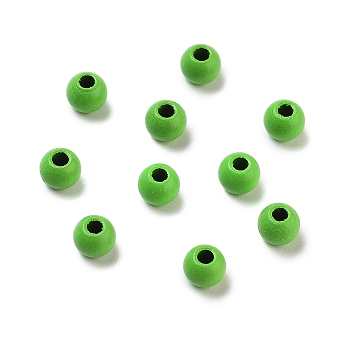 Spray Painted 202 Stainless Steel Beads, Round, Lime Green, 4x3mm, Hole: 1.5mm