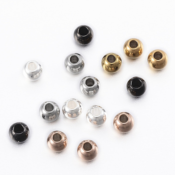 304 Stainless Steel Beads, Round, Mixed Color, 3x2.5mm, Hole: 1.1mm