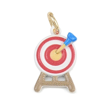 Amusement Park Spray Painted Brass Pendants, Printed, Golden, Darts Charms, 17x10.5x3mm, Hole: 4.5mm