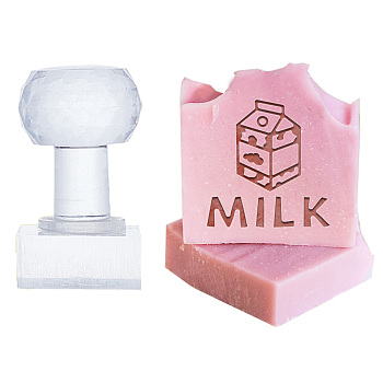 Clear Acrylic Soap Stamps with Big Handles, DIY Soap Molds Supplies, Milk, 60x38x38mm, Pattern: 35x35mm