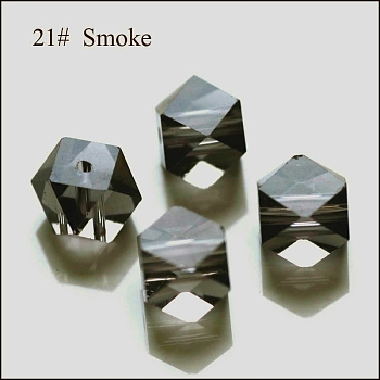 Imitation Austrian Crystal Beads, Grade AAA, Faceted, Cornerless Cube Beads, Gray, 7.5x7.5x7.5mm, Hole: 0.9~1mm