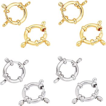 304 Stainless Steel Spring Ring Clasps, Golden & Stainless Steel Color, 23x14x4mm, Hole: 2.5mm, 5pcs/color, 2 colors, 10pcs/box