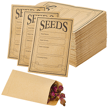 Self-Adhesive Kraft Paper Seed Saving Envelopes, Rectangle, BurlyWood, 120x80x0.5mm