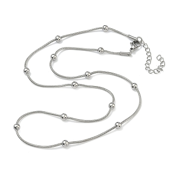 201 Stainless Steel Snake Chain Necklaces, Stainless Steel Color, 17.76x0.47 inch(45.1x1.2cm)