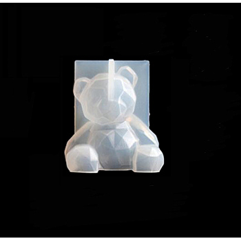 DIY Silicone Bear Display Decoration Molds, Resin Casting Molds, for UV Resin, Epoxy Resin Craft Making, White, 58x65mm