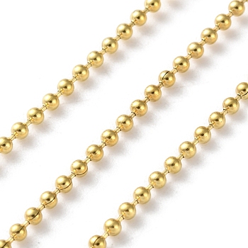 304 Stainless Steel Ball Chains, Soldered, with Spool, Ion Plating(IP), Real 18K Gold Plated, 2mm, about 32.81 Feet(10m)/Roll