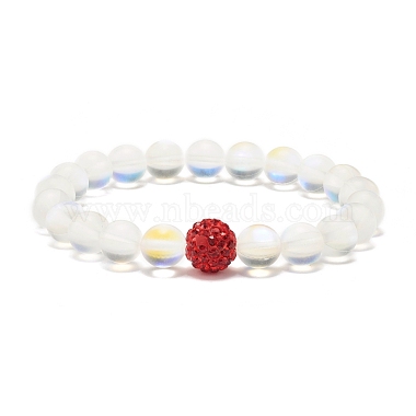 Synthetic Moonstone Round Beads Stretch Bracelet(BJEW-JB07482)-5