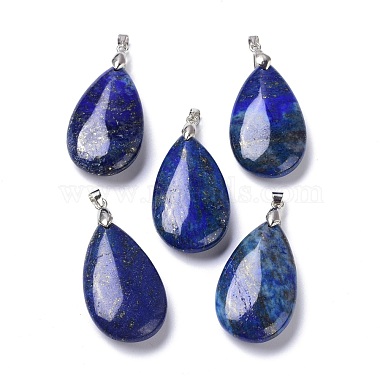 Platinum Teardrop Lapis Lazuli Pendants