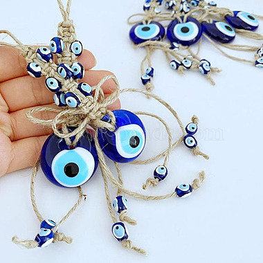 Flat Round with Evil Eye Glass Pendant Decorations(EVIL-PW0002-07)-5