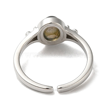 овальные открытые кольца-манжеты из натуральных смешанных драгоценных камней(RJEW-M155-07P)-4