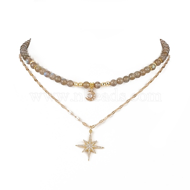 Star & Moon Pendant Necklaces Sets for Women(NJEW-JN04126)-2